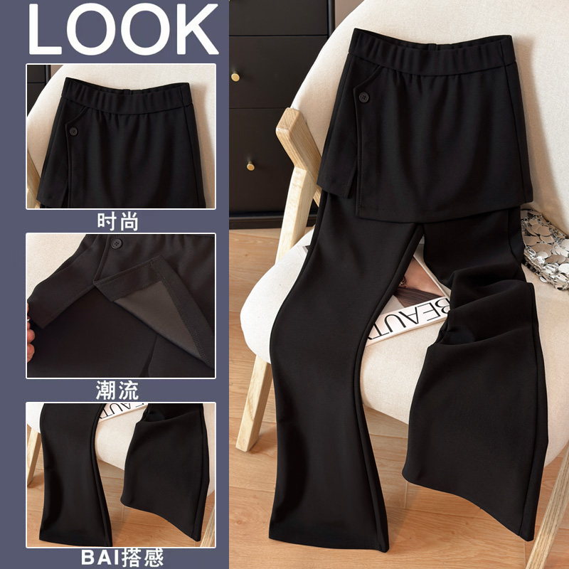 봄 나팔 바지 방귀 커튼 작은 검은 색 바지 하이웨이스트 부츠컷 호스 슈 바지 다용도 캐주얼 바지 도루 센스 몸매 가꾸기 리프트 엉덩이 바지