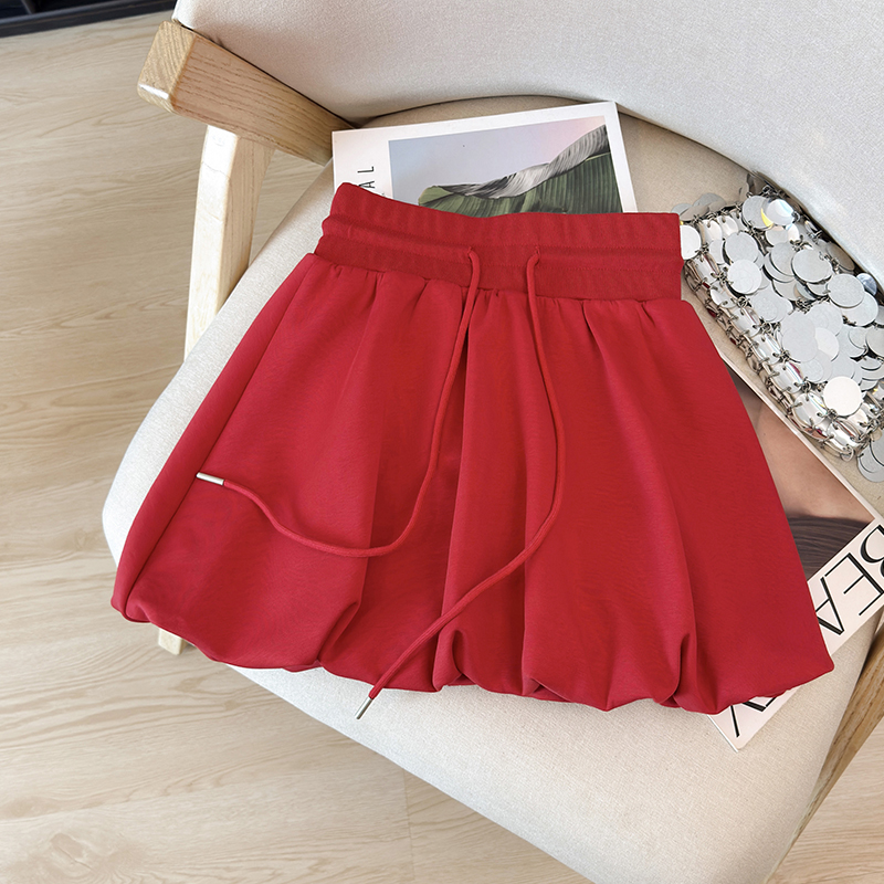 봄 아모이 꽃밭 치마 미니멀리즘 하이웨이스트 반신 스커트 다용도 패션 미니 스커트 캐주얼 A라인 스커트 노출 방지 랜턴 치마