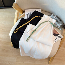 批发夏季新款弯刀阔腿裤<b class='q'>韩</b>版<b class='q'>哈伦裤</b>洗水棉休闲裤复古百搭高腰老爹裤