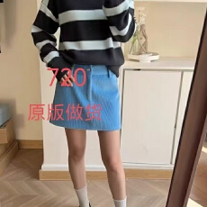 批发DULA好好家 解构腿精/蓝色灯芯绒短裙子女<b class='q'>冬</b>超低腰百搭包臀半身裙
