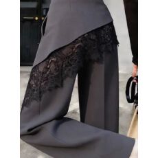 批发灰色高腰<b class='q'>蕾丝</b>拼接屁帘<b class='q'>西装</b>裤女2026春季流行新款轻奢时尚休闲裤子