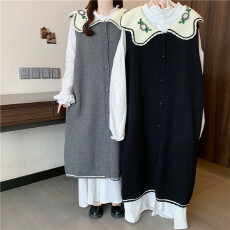 批发实拍2025秋冬新款大码女装胖mm针织内搭娃娃领背心<b class='q'>连衣裙</b>衬衫套装