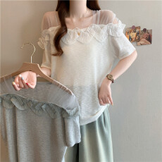 批发实拍2026夏装新款<b class='q'>大码</b>女装胖mm设计感花朵针织圆领t恤<b class='q'>打底衫</b>上衣