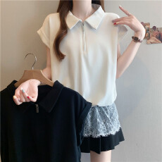 批发实拍2026夏装新款大码女装胖mm宽松休闲<b class='q'>蕾丝</b>拼接假两件<b class='q'>T</b><b class='q'>恤</b>上衣潮