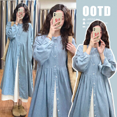 批发孕妇装2025圆领长袖衬衫连衣裙女<b class='q'>夏</b>季初秋显瘦a字气质长裙子