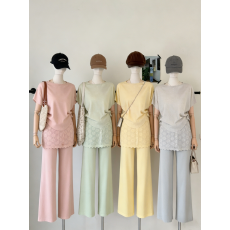 批发韩国东大门2026夏季新款洋气百搭显瘦屁帘拼接<b class='q'>裤</b>+上衣两件套装女