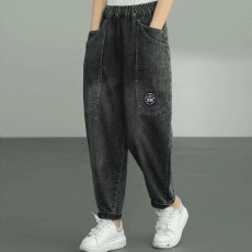 批发秋冬新款<b class='q'>牛仔</b>裤女休闲复古百搭老爹裤大码宽松显瘦长裤<b class='q'>哈伦裤</b>