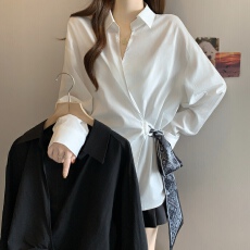 批发2025春<b class='q'>夏</b>新款法式简约通勤衬衫女设计感不规则收腰显瘦上衣