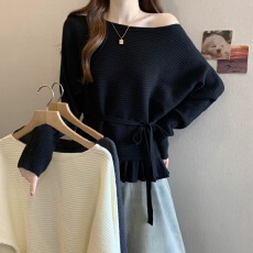 批发荷叶边短款毛衣女款2025新款爆款秋冬高级感可外穿内搭针织衫上衣