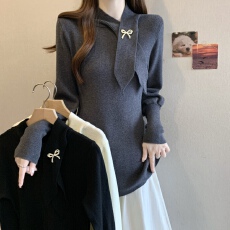 批发大码法式高级感灯笼袖毛衣女<b class='q'>秋</b>冬新款修身内搭掐腰针织衫上衣