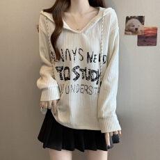 批发2026新款爆款春秋宽松V领连帽卫衣大码女装胖mm时尚洋气正肩上衣