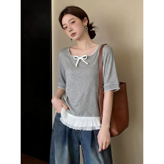 批发大码短袖T恤女新款胖妹妹设计感洋气独特绝美初夏小上衣