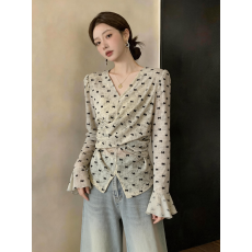 批发独特别致薄款网纱波点长袖T恤2026夏季新款<b class='q'>大码</b>女装胖mm遮肚上衣