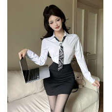 批发美容院<b class='q'>酒店</b>前台<b class='q'>工作服</b>空姐制服长袖两件套高端职业气质女套装包裙