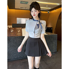 批发足浴技师工作服女新款高端酒店足疗店桑拿按摩沐足衬衫百褶裙套装