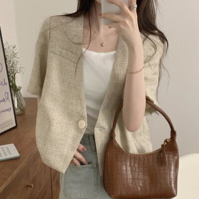 한국 chic 착용 가져 가라. 레트로 디자인 오픈 가디건 외부 가져 가라. 품격 재킷