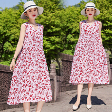 批发棉绸<b class='q'>连衣裙</b>2025夏季新款无袖海边度假休闲a字<b class='q'>人造棉</b>时尚外穿长裙