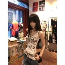 批发百合 已出货 纯棉 40支210克 92棉8氨纶 字母吊带<b class='q'>背心</b>