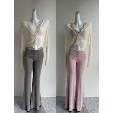 批发尤美子STAZF7 纯欲针织开衫内搭背心<b class='q'>女</b>夏性感<b class='q'>蕾丝</b>微喇裤套装