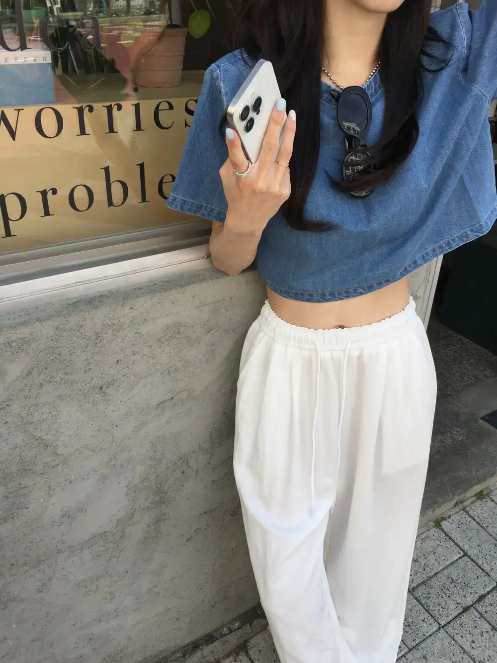 빈티지 데님 블루 반팔 셔츠 상세 이미지 5