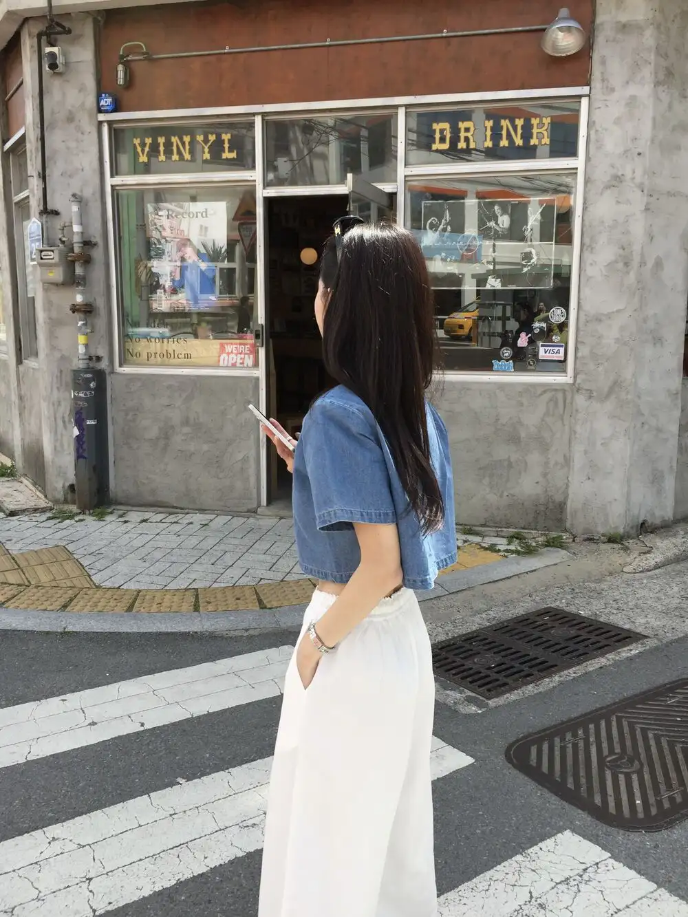 빈티지 데님 블루 반팔 셔츠 상세 이미지 6