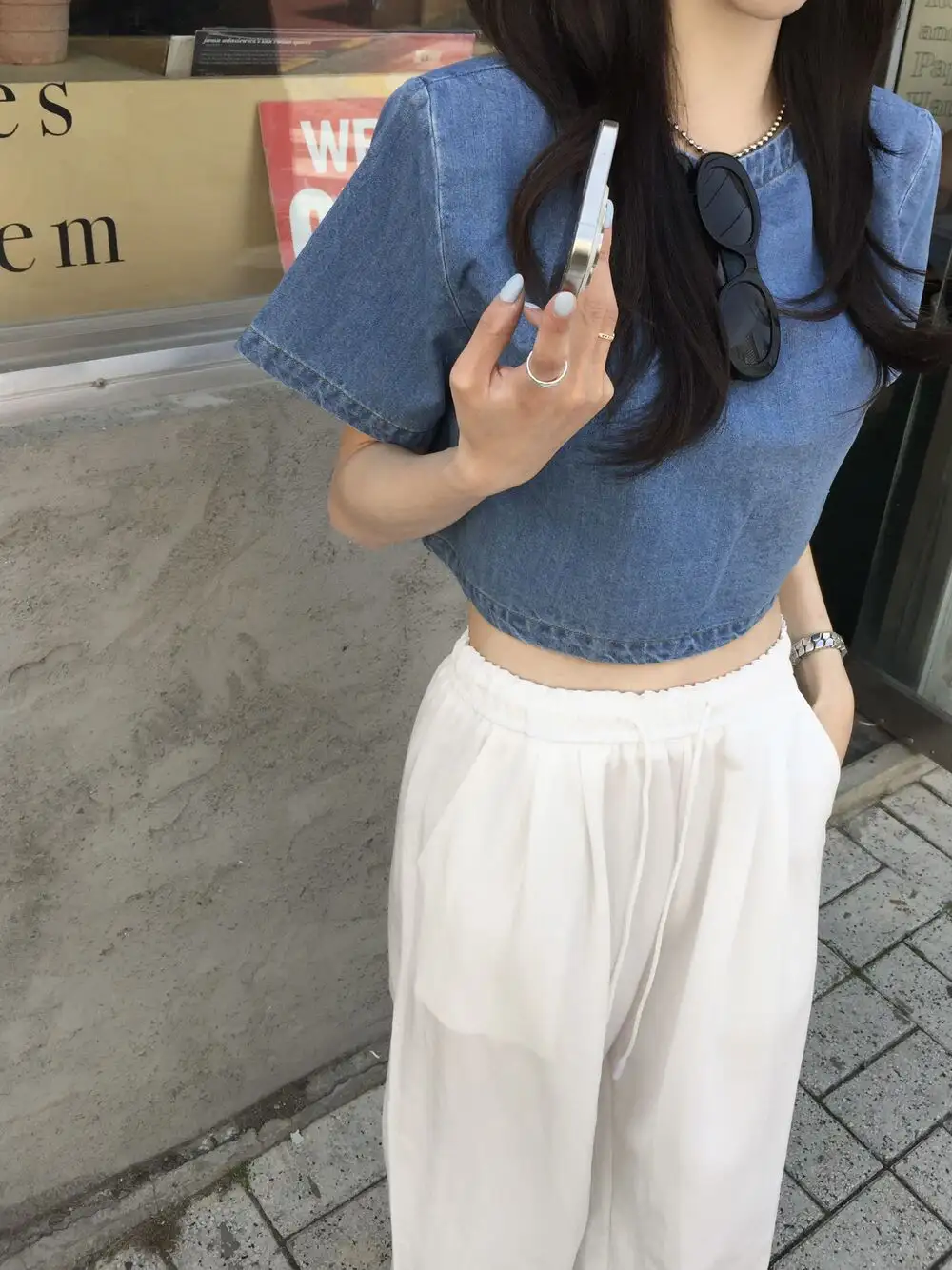 빈티지 데님 블루 반팔 셔츠 상세 이미지 7