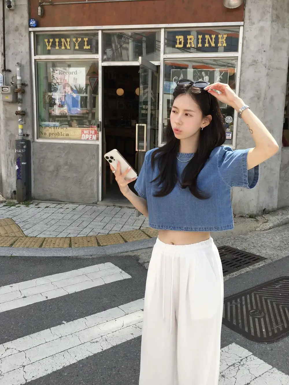 빈티지 데님 블루 반팔 셔츠 상세 이미지 9