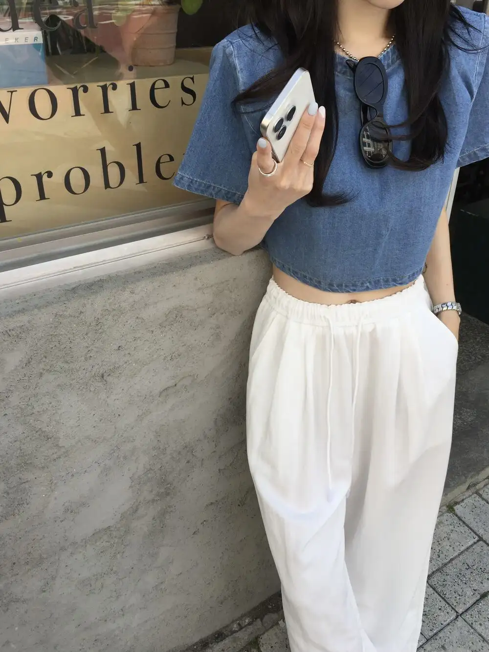 빈티지 데님 블루 반팔 셔츠 상세 이미지 11