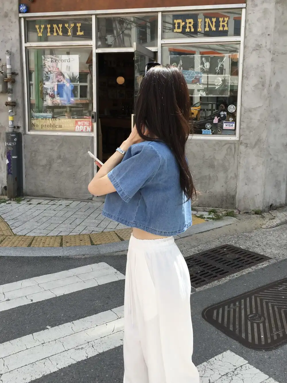 빈티지 데님 블루 반팔 셔츠 상세 이미지 12