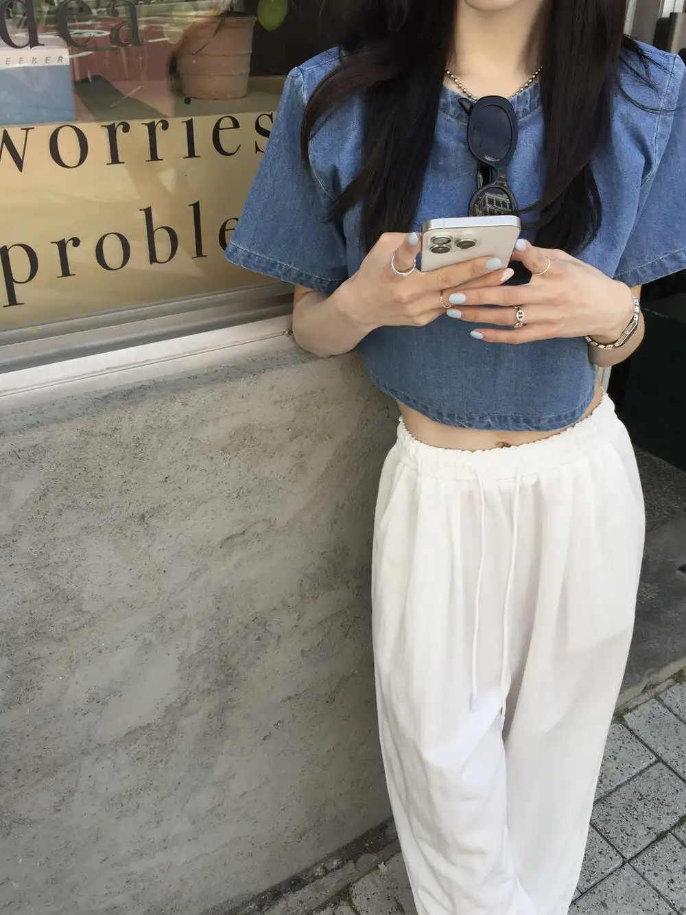 빈티지 데님 블루 반팔 셔츠 상세 이미지 13