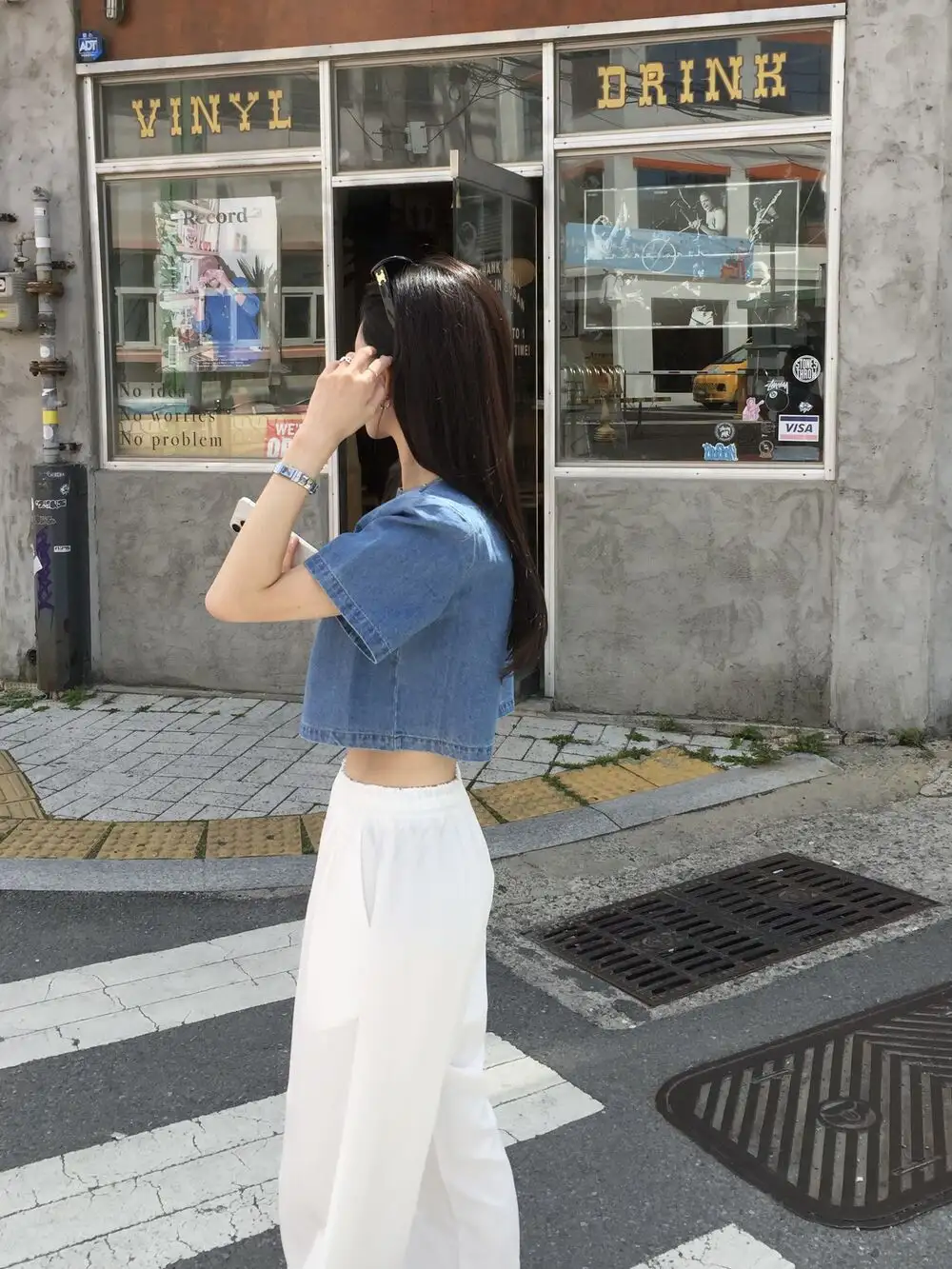 빈티지 데님 블루 반팔 셔츠 상세 이미지 14