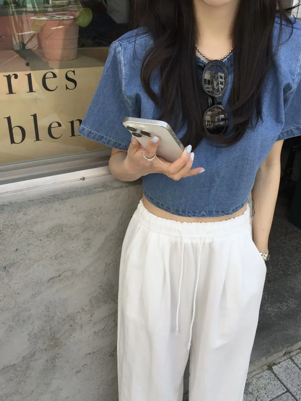 빈티지 데님 블루 반팔 셔츠 상세 이미지 16