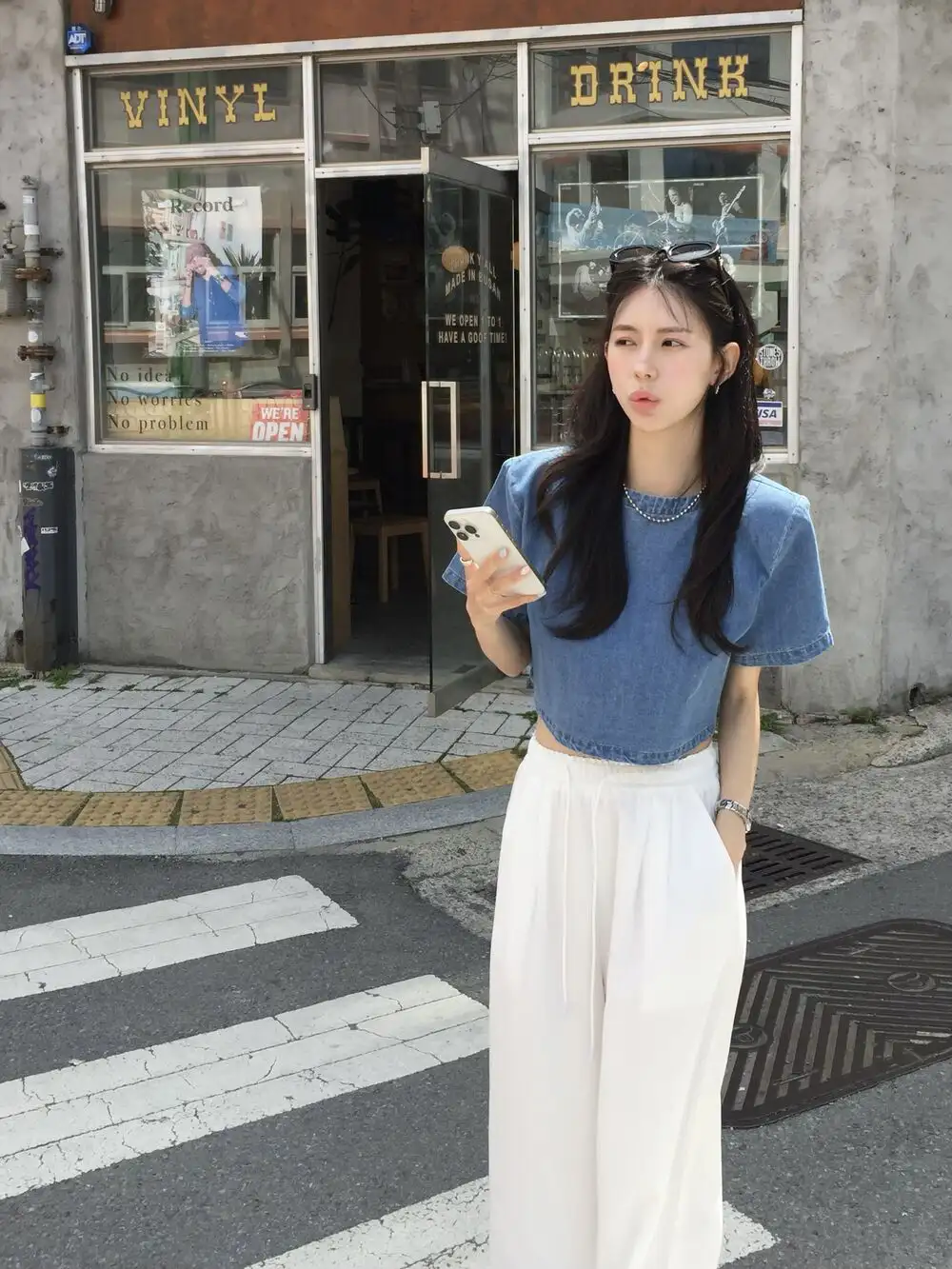 빈티지 데님 블루 반팔 셔츠 상세 이미지 17