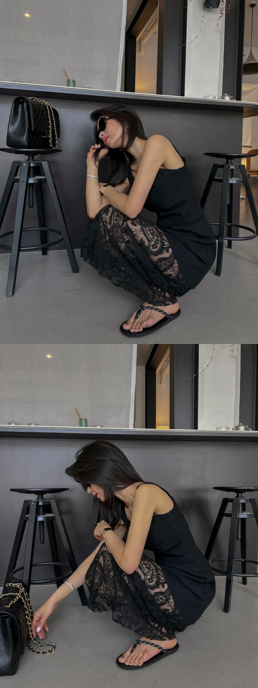 인스타 스타일 레이스 티셔츠 원피스 상세 이미지 4