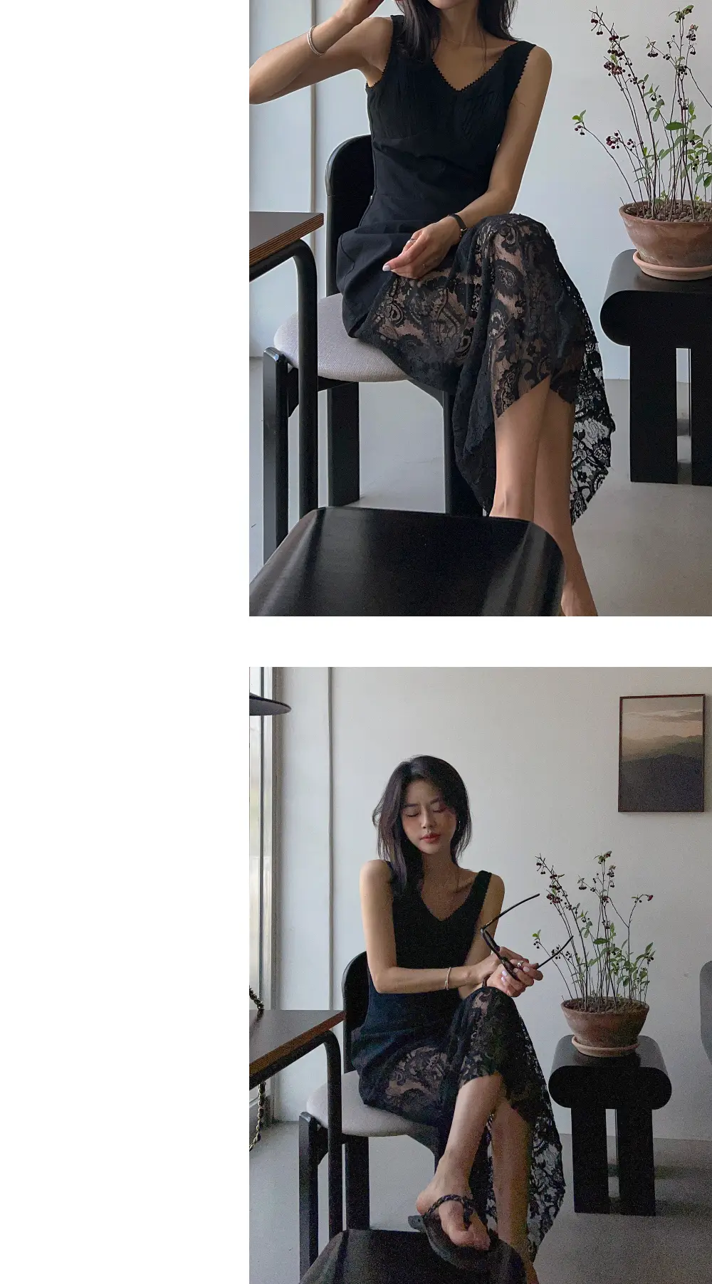 인스타 스타일 레이스 티셔츠 원피스 상세 이미지 6