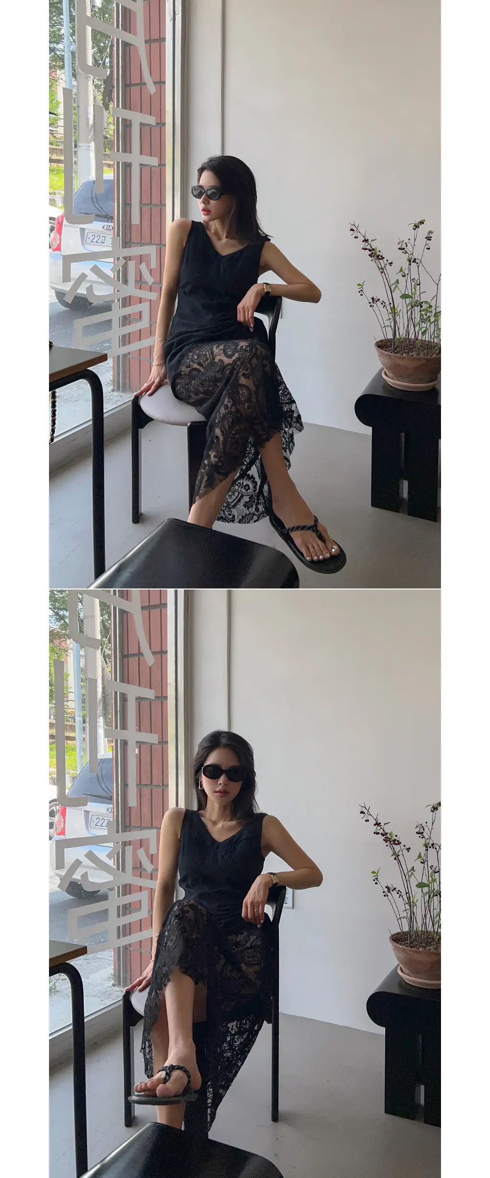 인스타 스타일 레이스 티셔츠 원피스 상세 이미지 12