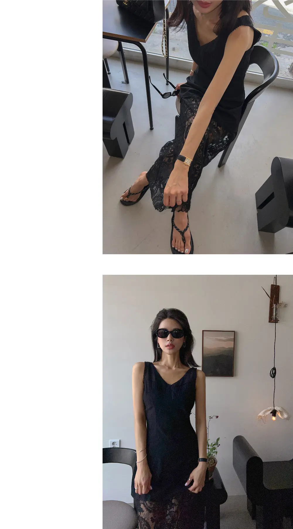 인스타 스타일 레이스 티셔츠 원피스 상세 이미지 13