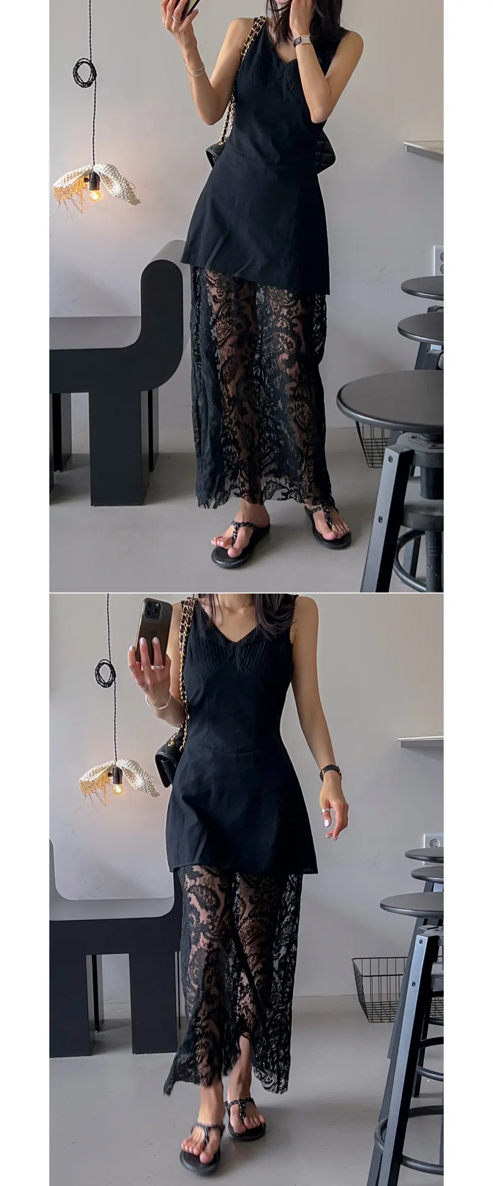 인스타 스타일 레이스 티셔츠 원피스 상세 이미지 18