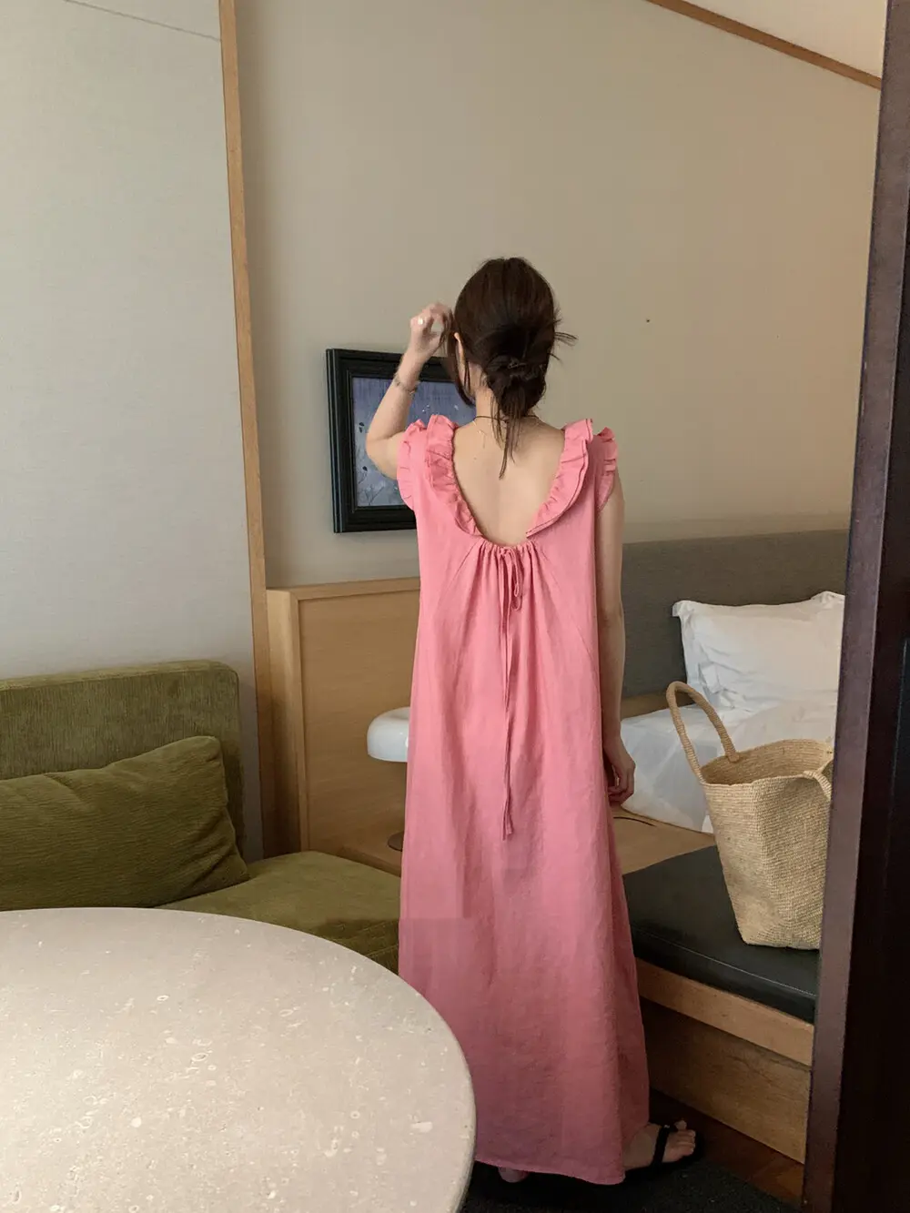 여성용 린넨 하프 스커트 원피스 상세 이미지 2