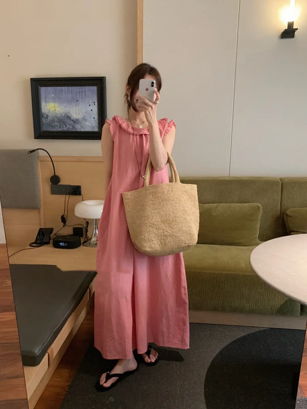 여성용 린넨 하프 스커트 원피스 상세 이미지 3