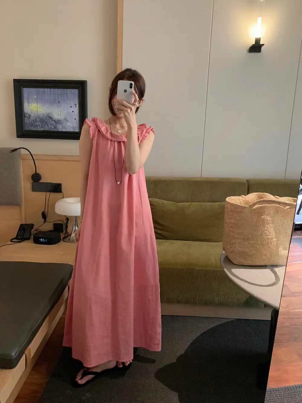 여성용 린넨 하프 스커트 원피스 상세 이미지 5