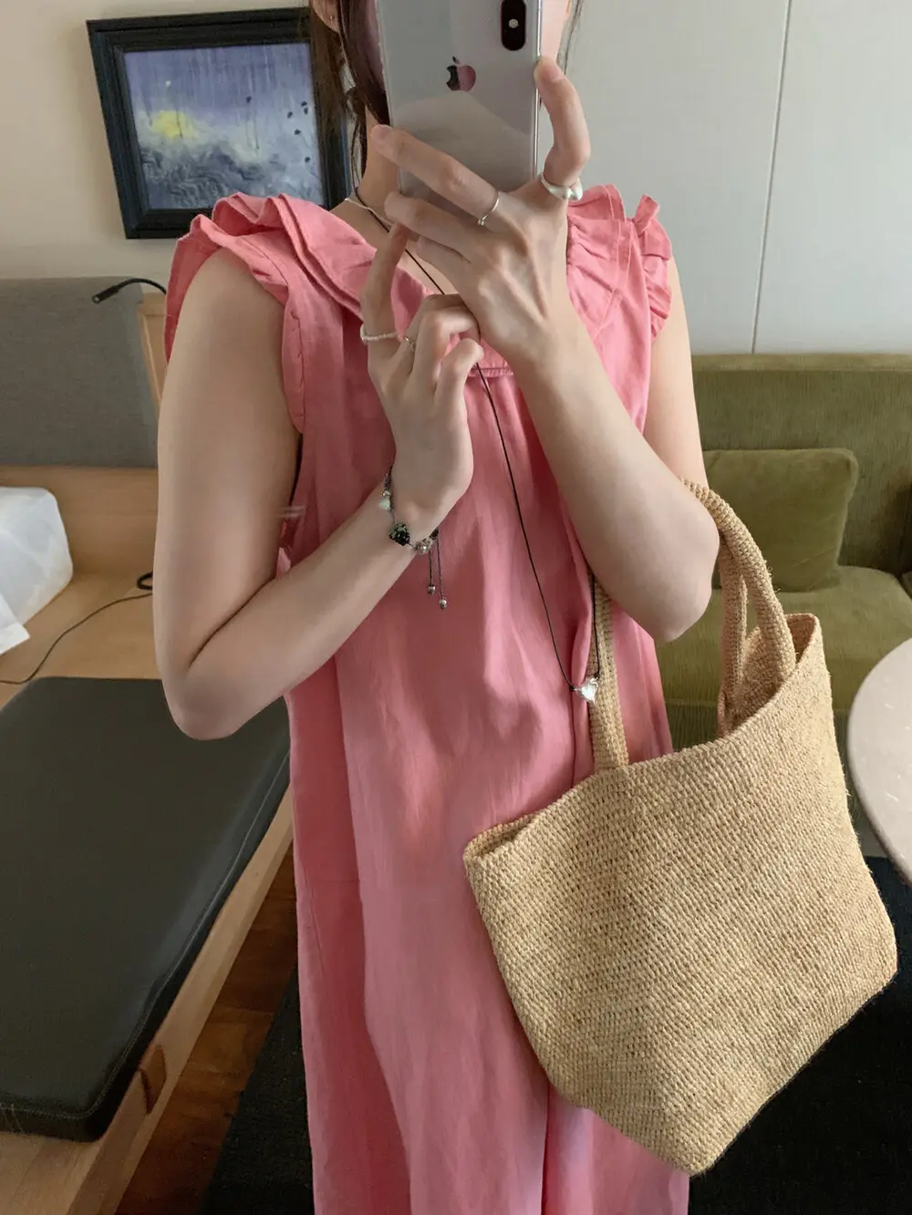 여성용 린넨 하프 스커트 원피스 상세 이미지 8