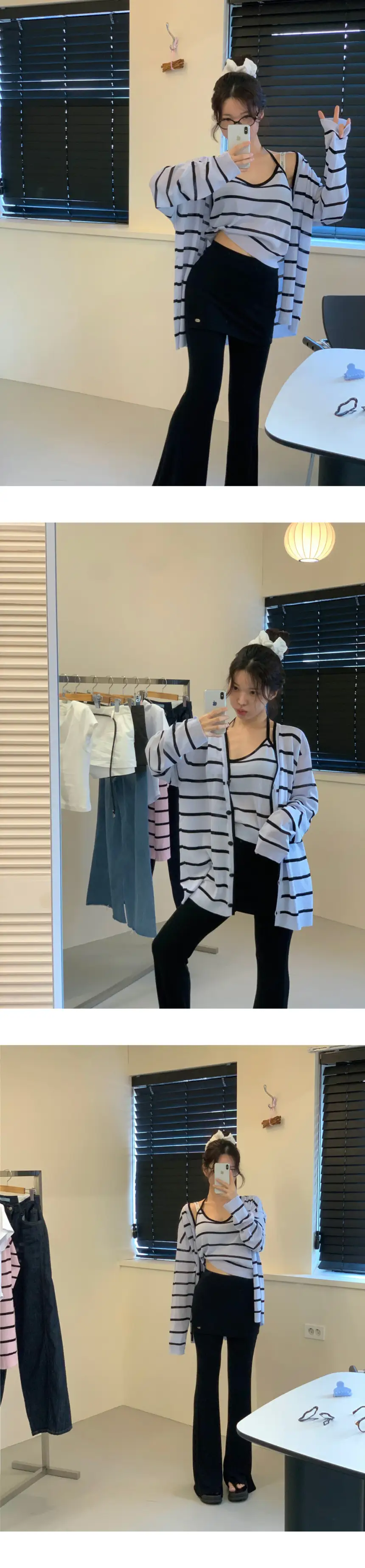 여성용 봄 여름 편안한 니트 셔츠 세트 상세 이미지 23