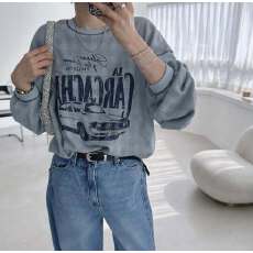 批发有货 ins 韩国2025新款明线拼色字母印花<b class='q'>长袖</b>T恤女打底衫上衣