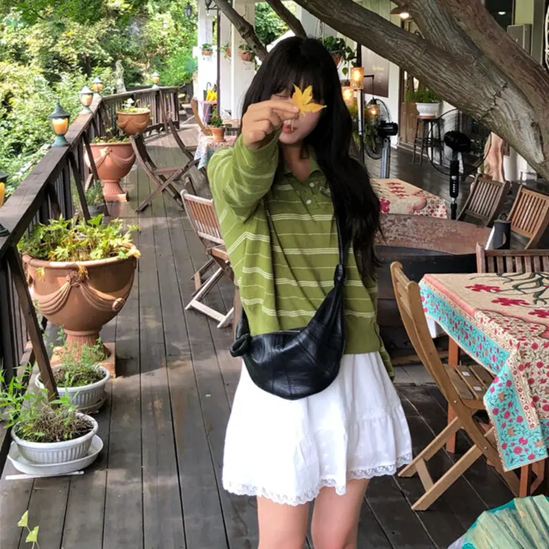 미우 스타일 빈티지 체크 니트 셔츠 상세 이미지 8