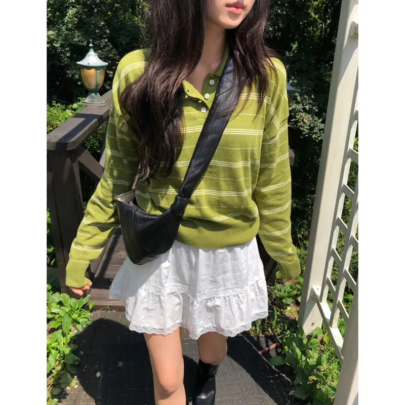 미우 스타일 빈티지 체크 니트 셔츠 상세 이미지 10