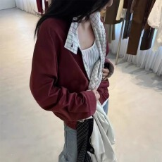 批发有货INS韩国红色两面穿格子<b class='q'>夹克</b>女秋新款小个子休闲百搭短款外套