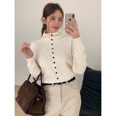 批发chic韩国针织开衫2026春新品海军领高领短款