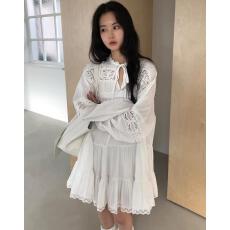 批发chic韩国<b class='q'>东大门</b>早春新款纯色可爱蕾丝质感娃娃裙<b class='q'>连衣裙</b>女