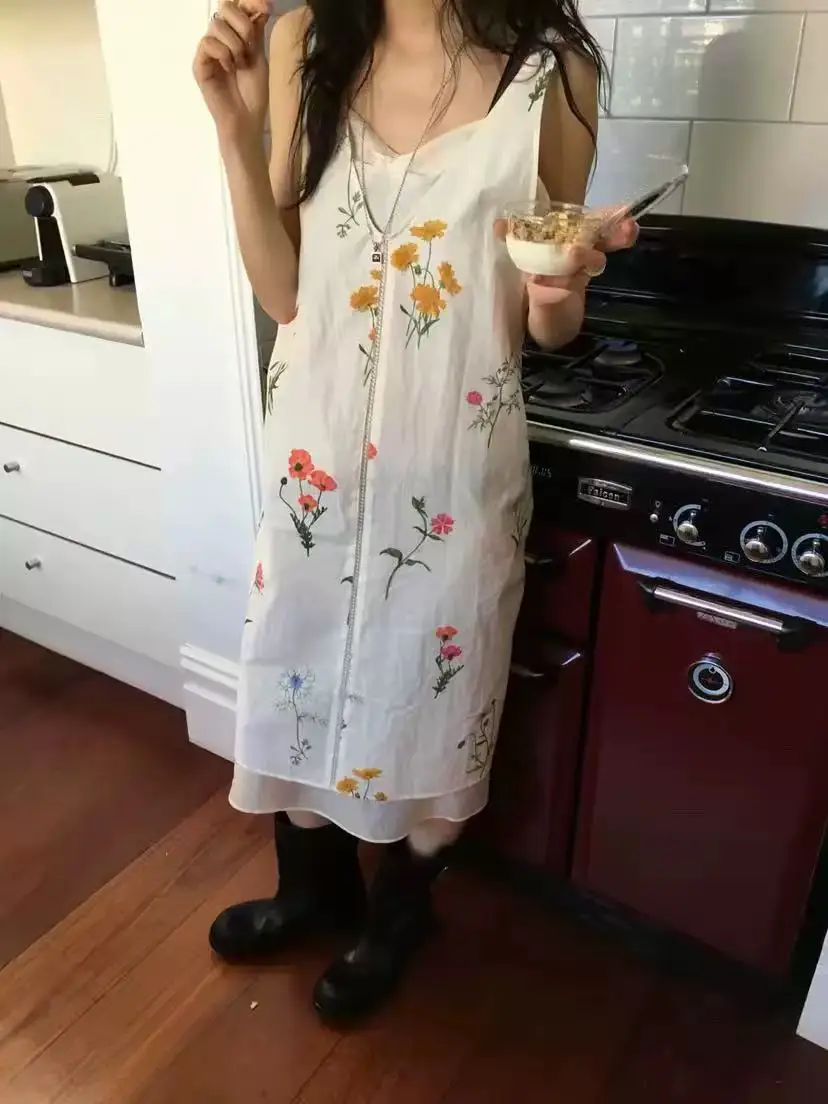러블리 플라워 패턴 루즈핏 민소매 투피스 원피스 상세 이미지 19
